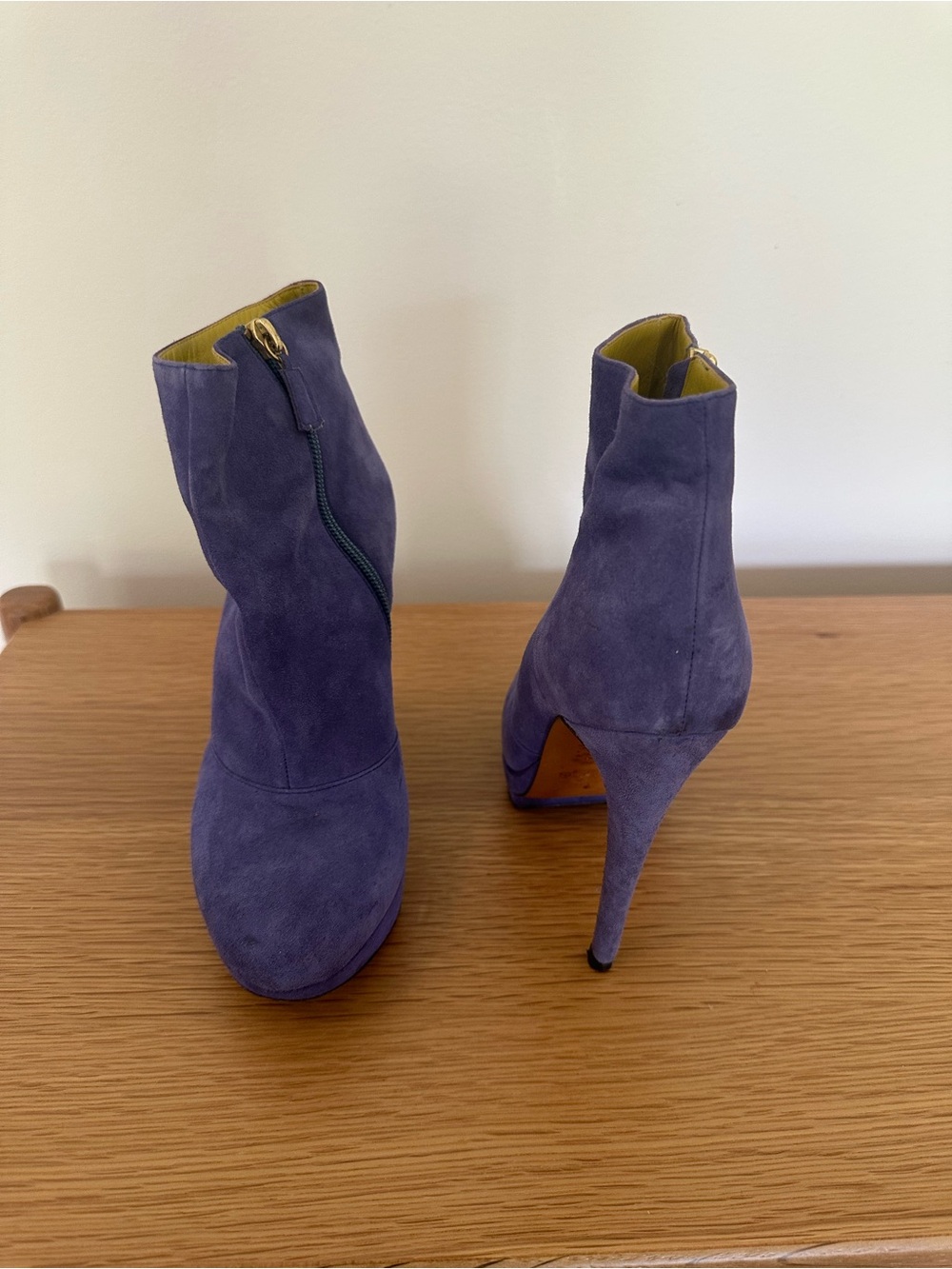 Pollini Purple Suede Stiletto Ankle Boots
